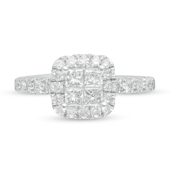 1.00 CT. T.W. Quad Princess-Cut Diamond Frame Engagement Ring in 14K White Gold