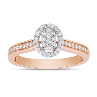 0.25 CT. T.W. Composite Diamond Oval Frame Promise Ring in 10K Rose Gold