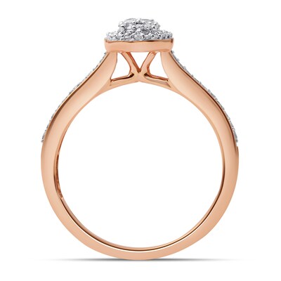 0.25 CT. T.W. Composite Diamond Oval Frame Promise Ring in 10K Rose Gold