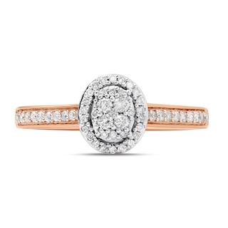 0.25 CT. T.W. Composite Diamond Oval Frame Promise Ring in 10K Rose Gold