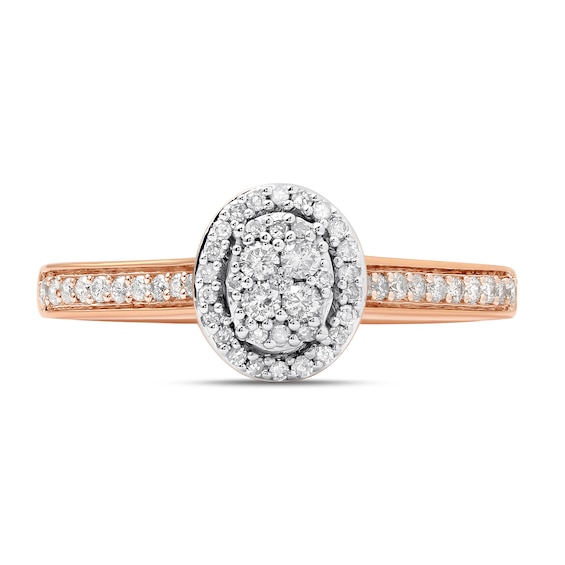 0.25 CT. T.W. Composite Diamond Oval Frame Promise Ring in 10K Rose Gold