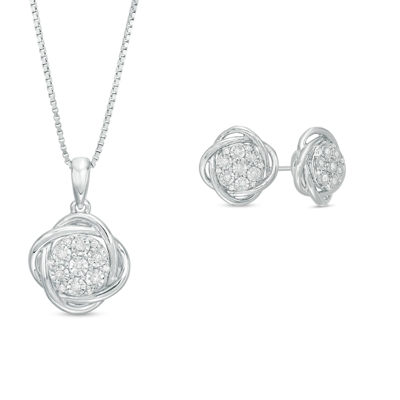 0.147 CT. T.W. Composite Diamond Orbit Pendant and Earrings Set in Sterling Silver|Peoples Jewellers