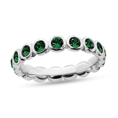 Stackable Expressions™ Green Crystal May Birthstone Eternity Band in Sterling Silver