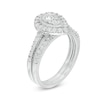 Thumbnail Image 2 of 0.18 CT. T.W. Pear-Shaped Multi-Diamond Frame Vintage-Style Bridal Set in Sterling Silver