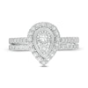 Thumbnail Image 3 of 0.18 CT. T.W. Pear-Shaped Multi-Diamond Frame Vintage-Style Bridal Set in Sterling Silver