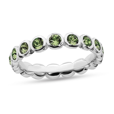 Stackable Expressions™ Light Green Crystal August Birthstone Eternity Band in Sterling Silver