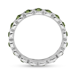 Stackable Expressions™ Light Green Crystal August Birthstone Eternity Band in Sterling Silver