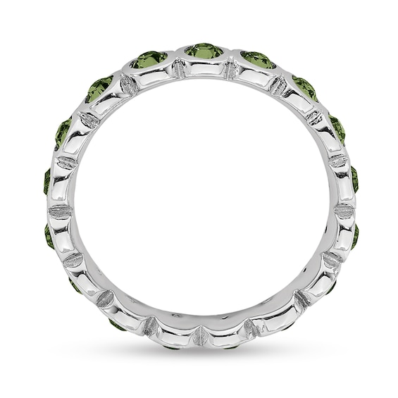 Stackable Expressions™ Light Green Crystal August Birthstone Eternity Band in Sterling Silver