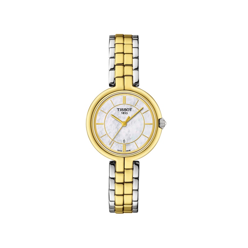 Ladies' Tissot Flamingo Two-Tone PVD Watch with Mother-of-Pearl Dial (Model: T094.210.22.111.01)