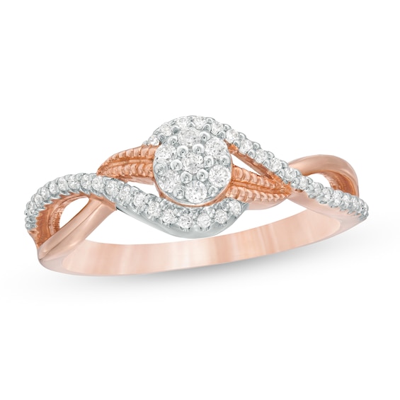 0.18 CT. T.W. Composite Diamond Bypass Promise Ring in 10K Rose Gold