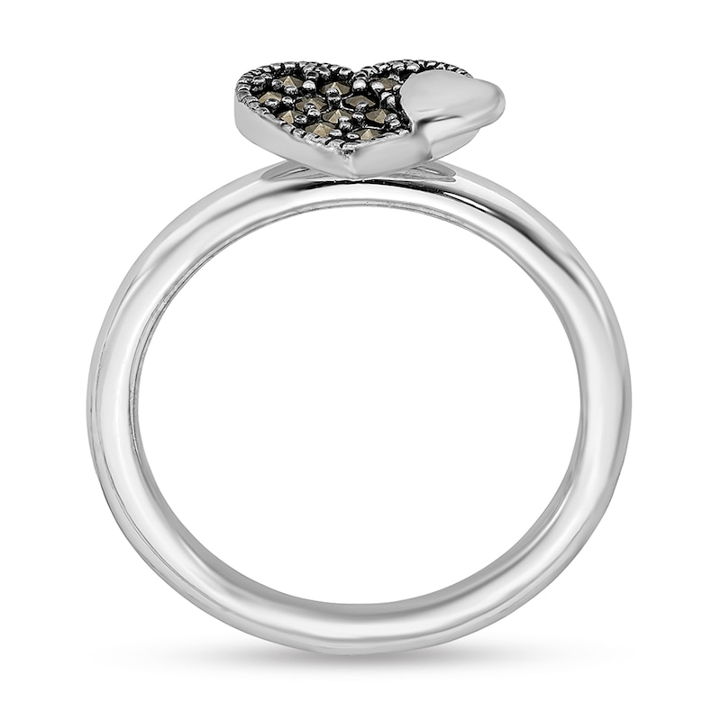 Stackable Expressions™ Marcasite Double Hearts Ring in Sterling Silver|Peoples Jewellers