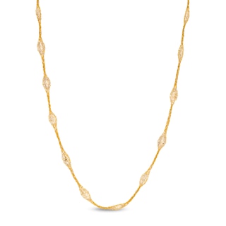 Oval Cubic Zirconia Mesh Cage Station Necklace in 14K Gold