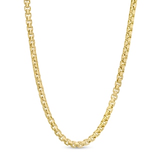 Italian Gold 3.5mm Box Chain Necklace in Hollow 10K Gold - 22"