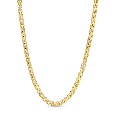 Italian Gold 3.5mm Box Chain Necklace in Hollow 10K Gold - 22"