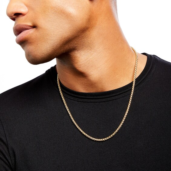 Italian Gold 3.5mm Box Chain Necklace in Hollow 10K Gold - 22"