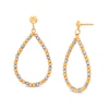 Thumbnail Image 0 of Diamond-Cut Beaded Open Teardrop Earrings in 14K Tri-Tone Gold