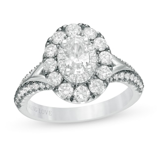 Vera Wang Love Collection 1.45 CT. T.W. Oval Diamond Frame Engagement Ring in 14K White Gold with Black Rhodium