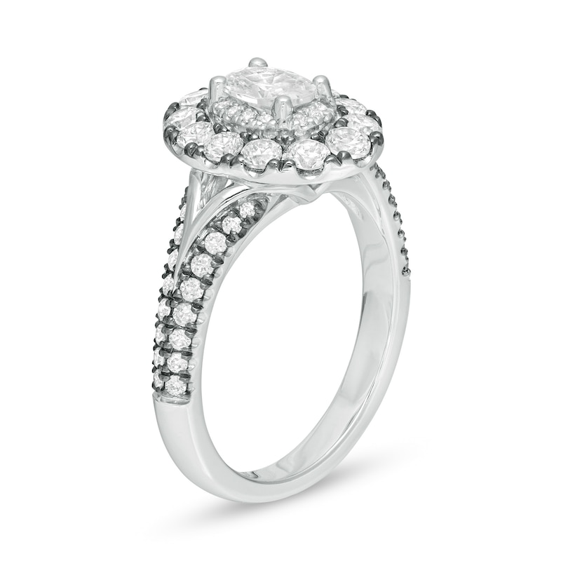 Vera Wang Love Collection 1.45 CT. T.W. Oval Diamond Frame Engagement Ring in 14K White Gold with Black Rhodium