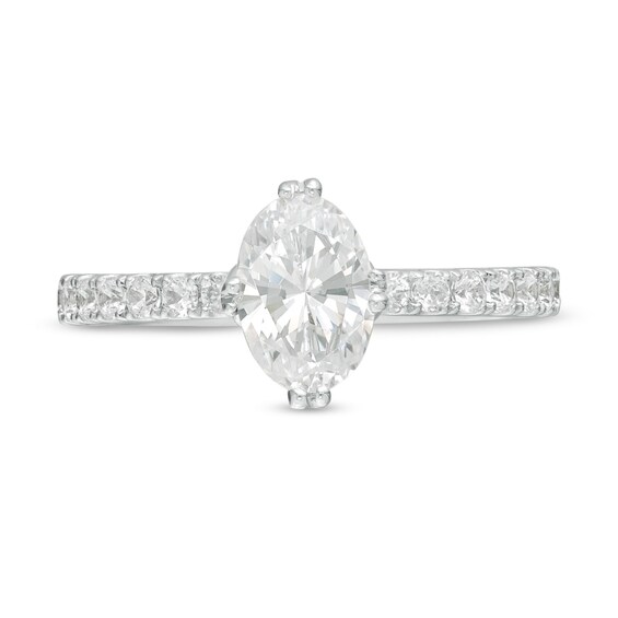 Vera Wang Love Collection 1.29 CT. T.W. Certified Oval Diamond Engagement Ring in 14K White Gold (I/SI2)