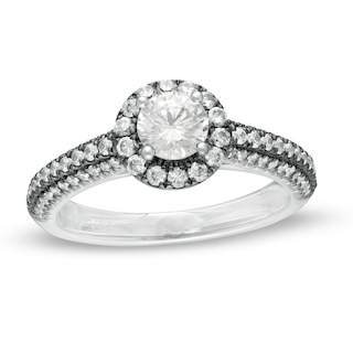 Vera Wang Love Collection 0.95 CT. T.W. Diamond Frame Engagement Ring in 14K White Gold with Black Rhodium