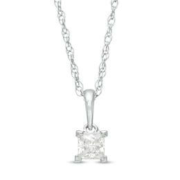 0.23 CT. Princess-Cut Diamond Solitaire Pendant in 10K White Gold