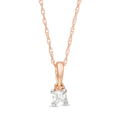 CT. Princess-Cut Diamond Solitaire Pendant in 10K Rose Gold