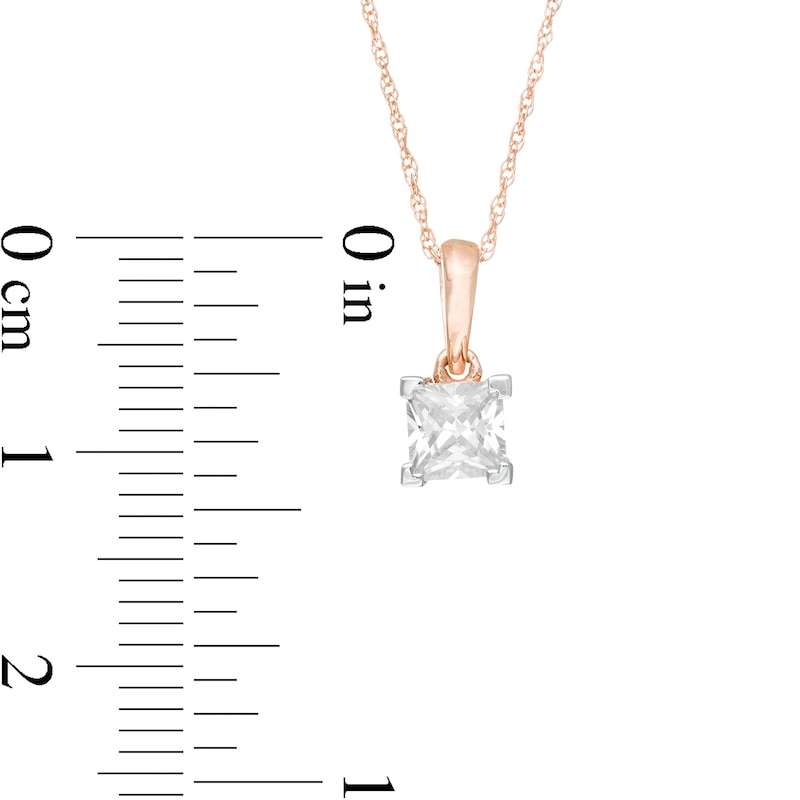 Main Image 3 of 0.45 CT. Princess-Cut Diamond Solitaire Pendant in 10K Rose Gold