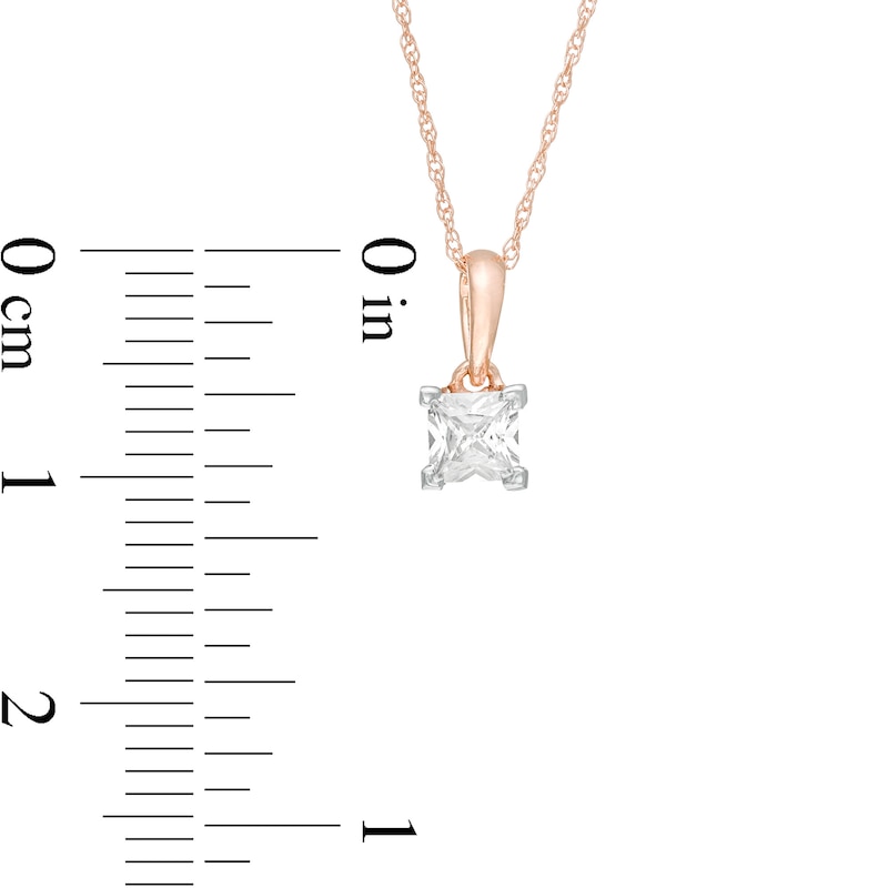 Main Image 3 of 0.29 CT. Princess-Cut Diamond Solitaire Pendant in 10K Rose Gold