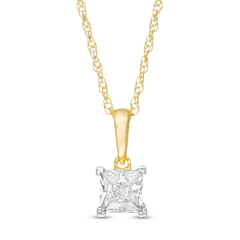 Main Image 1 of 0.69 CT. Princess-Cut Diamond Solitaire Pendant in 10K Gold