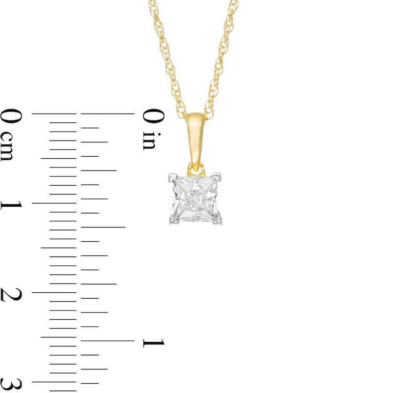 Main Image 3 of 0.69 CT. Princess-Cut Diamond Solitaire Pendant in 10K Gold