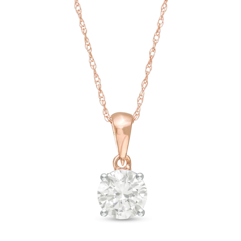 Main Image 1 of 0.69 CT. Diamond Solitaire Pendant in 10K Rose Gold