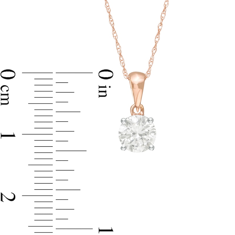 Main Image 3 of 0.69 CT. Diamond Solitaire Pendant in 10K Rose Gold