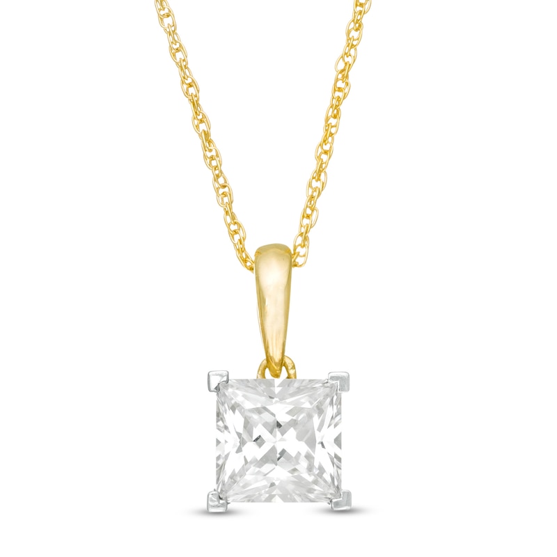 Main Image 1 of 0.95 CT. Princess-Cut Diamond Solitaire Pendant in 10K Gold