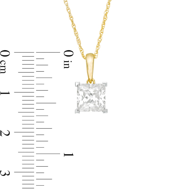 Main Image 3 of 0.95 CT. Princess-Cut Diamond Solitaire Pendant in 10K Gold