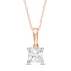 Thumbnail Image 1 of 0.69 CT. Princess-Cut Diamond Solitaire Pendant in 10K Rose Gold