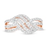 Thumbnail Image 3 of 1.00 CT. T.W. Diamond Multi-Row Wave Crossover Ring in 10K Rose Gold