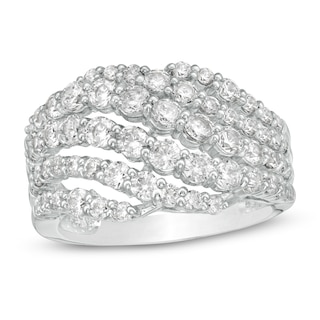 2.00 CT. T.W. Diamond Multi-Row Wave Ring in 10K White Gold