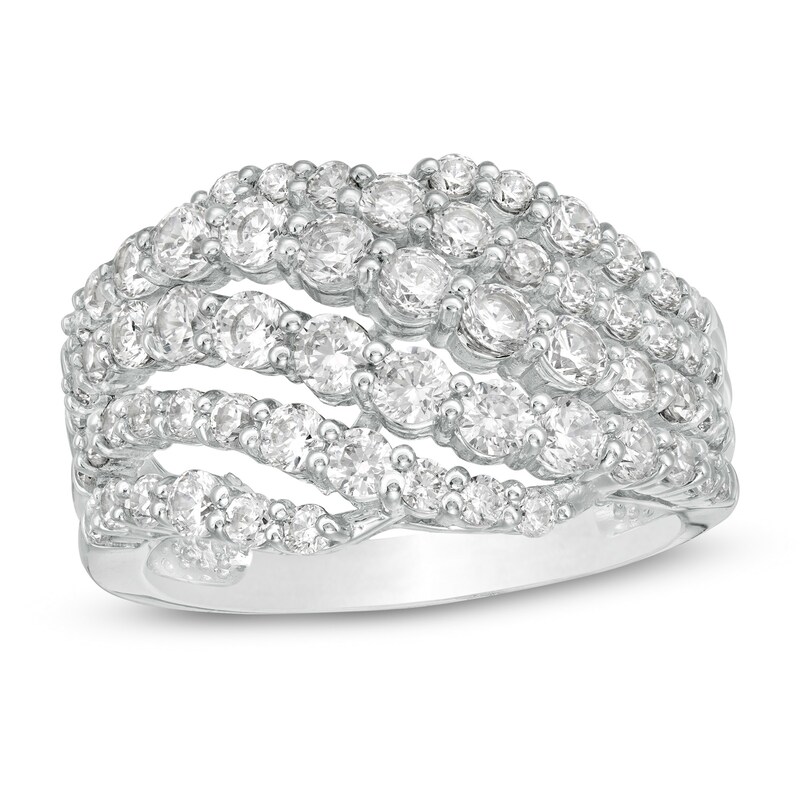 2.00 CT. T.W. Diamond Multi-Row Wave Ring in 10K White Gold