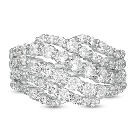 2.00 CT. T.W. Diamond Multi-Row Wave Ring in 10K White Gold