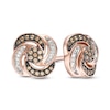 Thumbnail Image 0 of 0.28 CT. T.W. Champagne and White Composite Diamond Swirl Stud Earrings in 10K Rose Gold