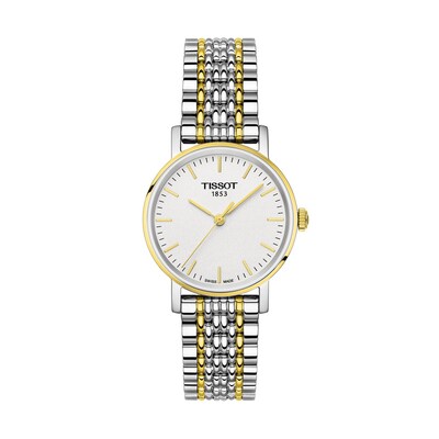 Ladies' Tissot Everytime Two-Tone PVD Watch with White Dial (Model: T109.210.22.031.00)