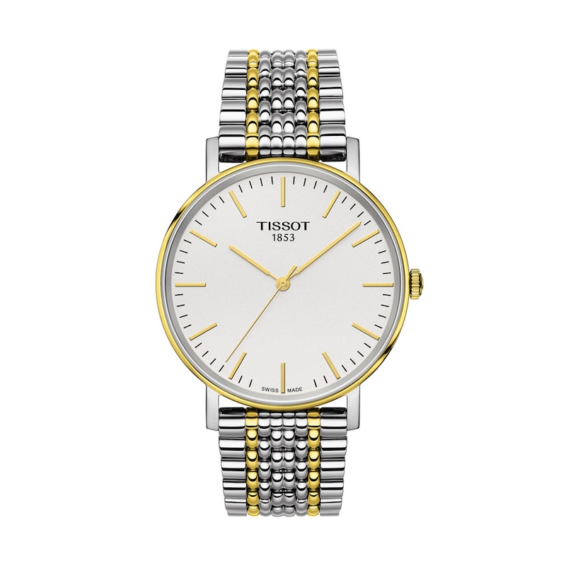 Men's Tissot Everytime Two-Tone PVD Watch with White Dial (Model: T109.410.22.031.00)