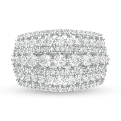 1.96 CT. T.W. Diamond Multi-Row Domed Ring in 10K White Gold