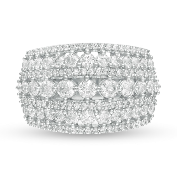 1.96 CT. T.W. Diamond Multi-Row Domed Ring in 10K White Gold