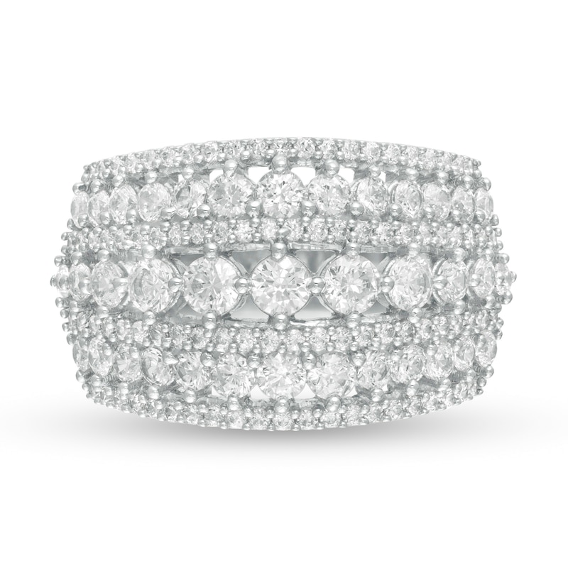 1.96 CT. T.W. Diamond Multi-Row Domed Ring in 10K White Gold|Peoples Jewellers