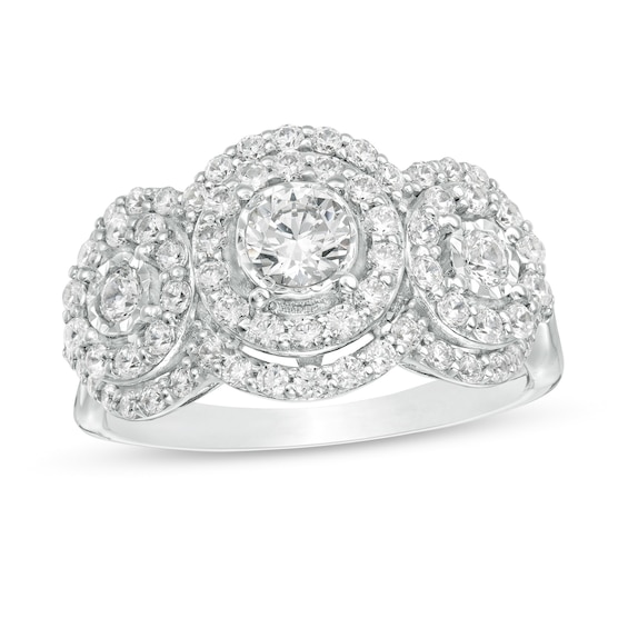 0.95 CT. T.W. Diamond Past Present Future® Double Frame Engagement Ring in 10K White Gold