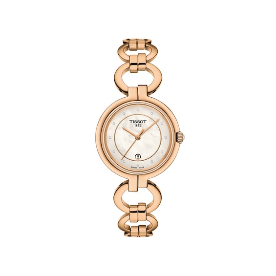 Ladies' Tissot Flamingo Rose-Tone Watch with Mother-of-Pearl Dial (Model: T094.210.33.116.01)