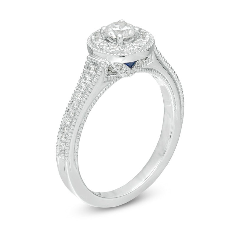 Vera Wang Love Collection 0.45 CT. T.W. Diamond Frame Vintage-Style Engagement Ring in 14K White Gold