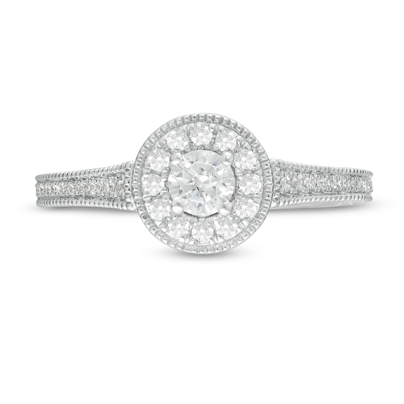 Vera Wang Love Collection 0.45 CT. T.W. Diamond Frame Vintage-Style Engagement Ring in 14K White Gold|Peoples Jewellers