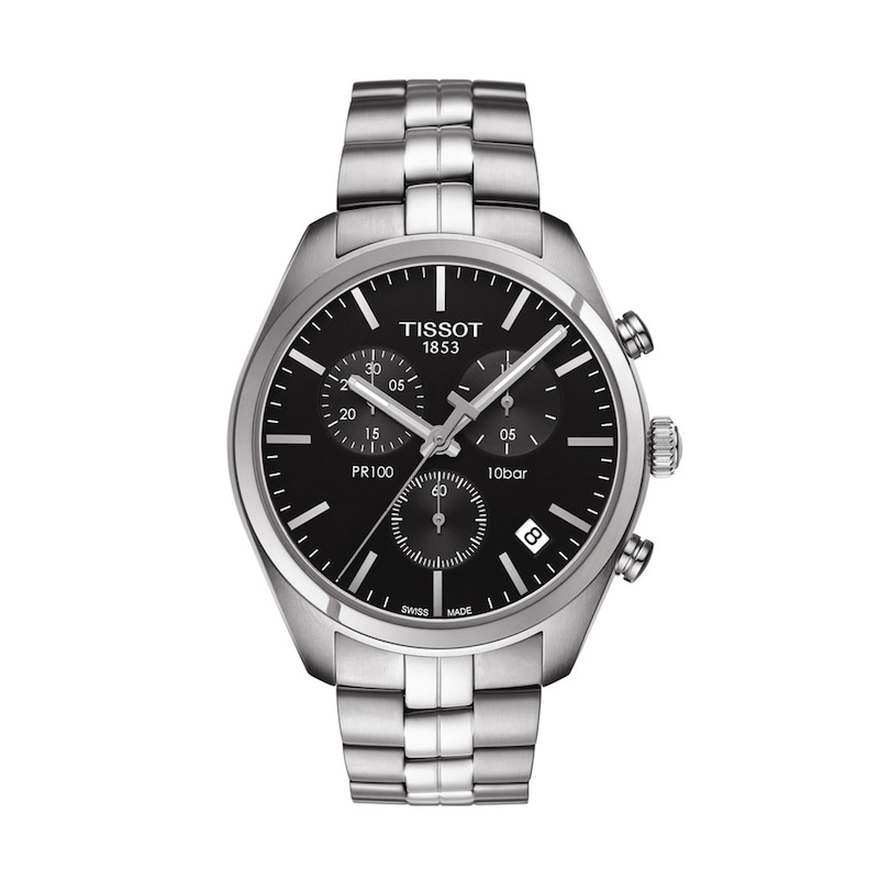 Men's Tissot PR 100 Chronograph Watch with Black Dial (Model: T101.417.11.051.00)